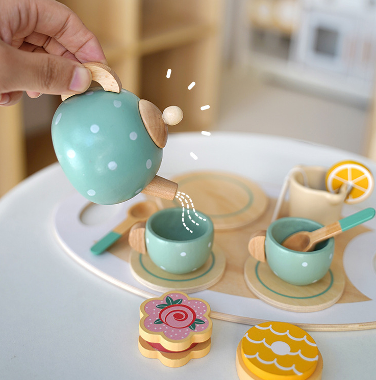 Children's Home Afternoon Tea Desserts Cake Sales Teapot Cups Tea Set Wooden Christmas Toys Gifts