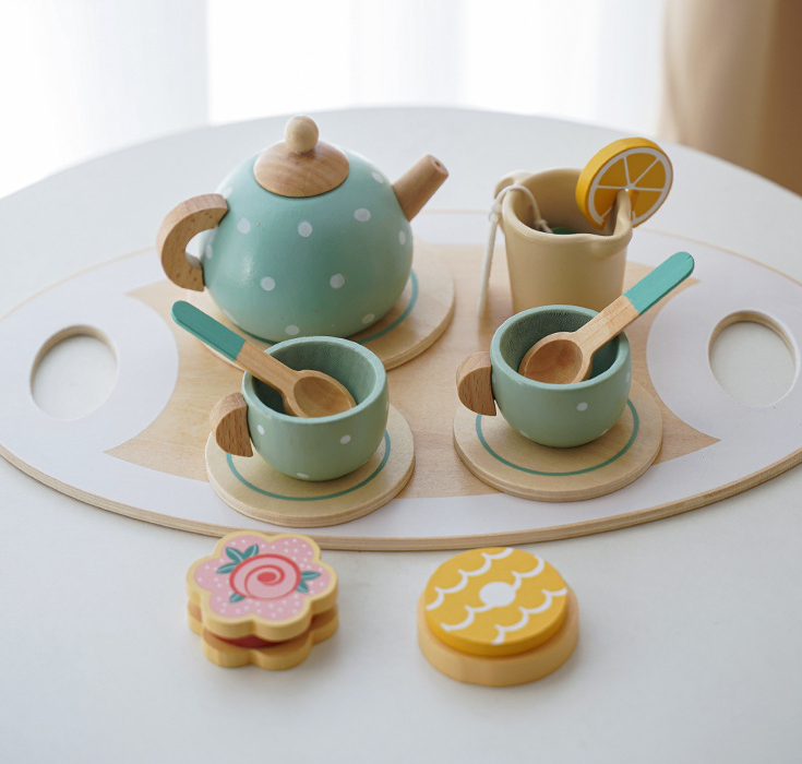 Children's Home Afternoon Tea Desserts Cake Sales Teapot Cups Tea Set Wooden Christmas Toys Gifts